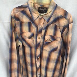 Wrangler Retro pearl snap button Rockabilly shirt. L